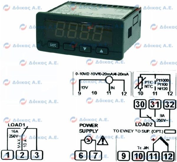 ΘΕΡΜΟΣΤΑΤΗΣ EVK412 TCJ/PTC/NTC/PT1000 12/24V